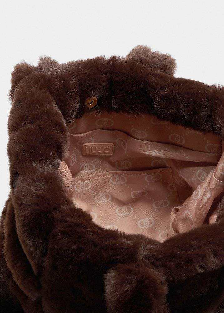 LIU JO FAUX FUR MEDIUM TOTE BAG
