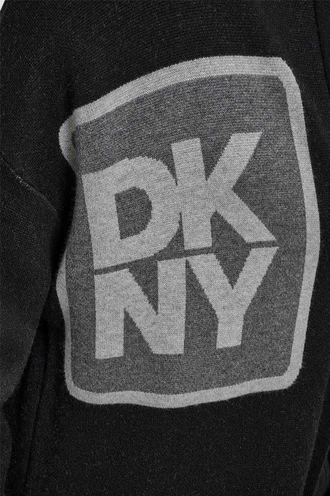 DKNY LONG SLEEVE OVERSIZED PATCH CARDIGAN SWEATER