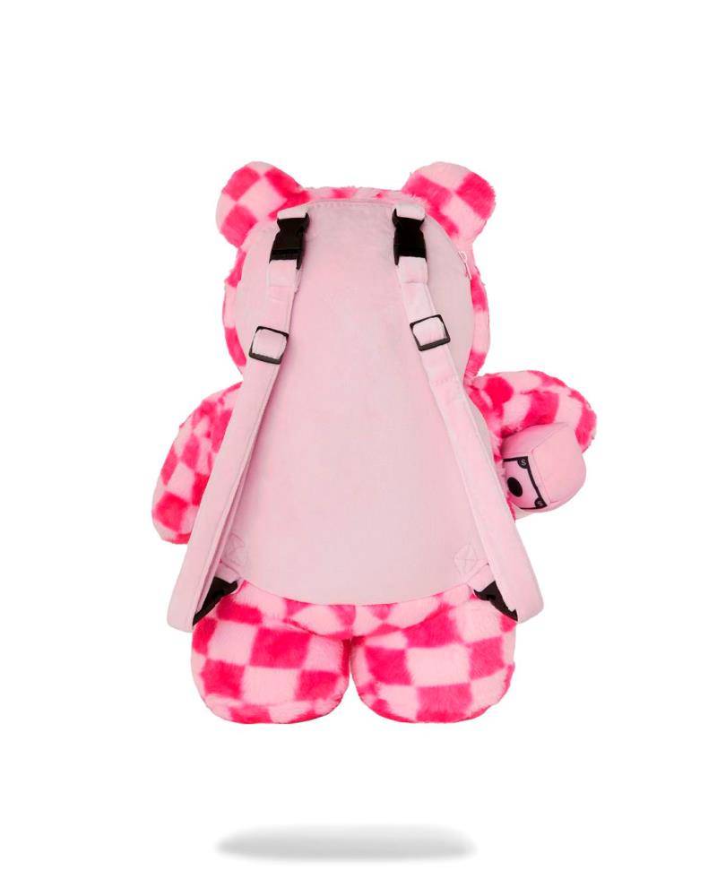 SPRAYGROUND PINK FUR CHECK MONEYBEAR BACKPACK
