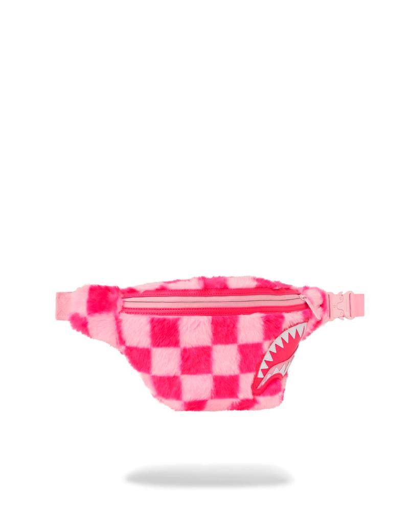 SPRAYGROUND PINK FUR CHECK SAVVY CROSSBODY