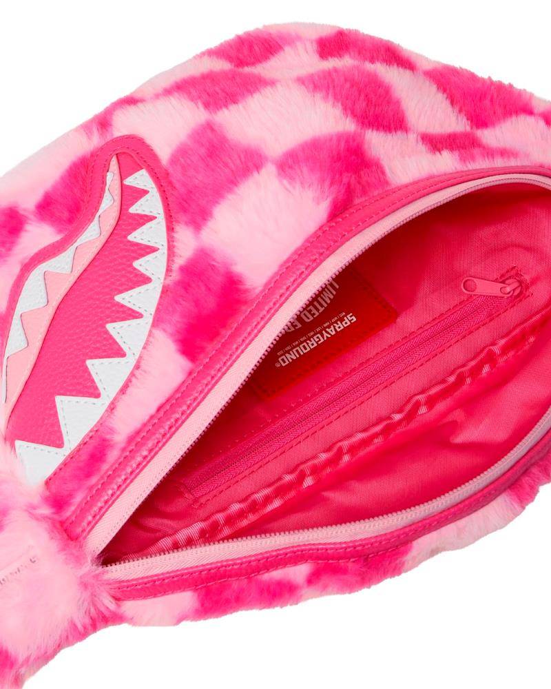 SPRAYGROUND PINK FUR CHECK SAVVY CROSSBODY