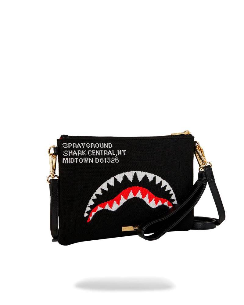 SPRAYGROUND SHARK CENTRAL KNIT CROSSOVER CLUTCH
