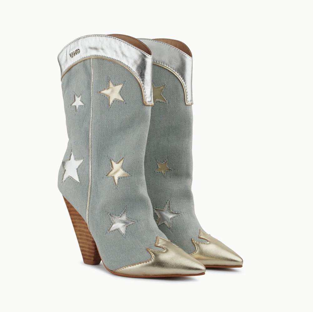 LIU JO GUENDA DENIM COWBOY BOOTS