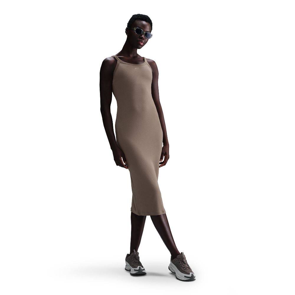 ワンピース NIKE Woman Dress Brown HJ0710 233 NIKE Taupe Sportswear fitted camisole dress HJ0710