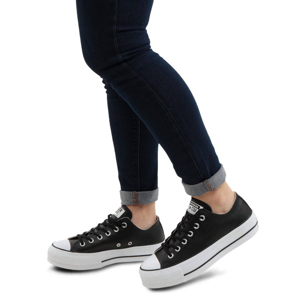 CONVERSE ALL STAR PLATFORM LEATHER LOW-TOP