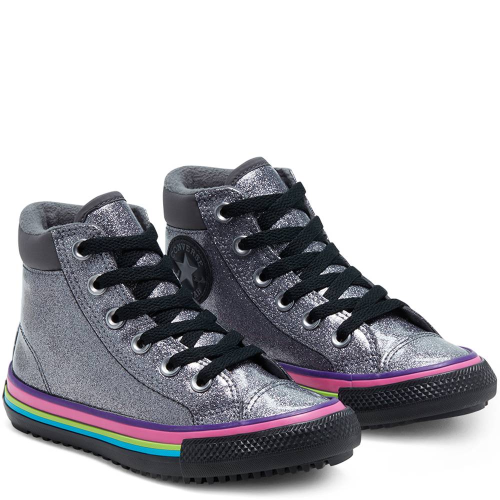 CONVERSE JUNIOR GLITTER MULTISTRIPE HIGH-TOP BOOT