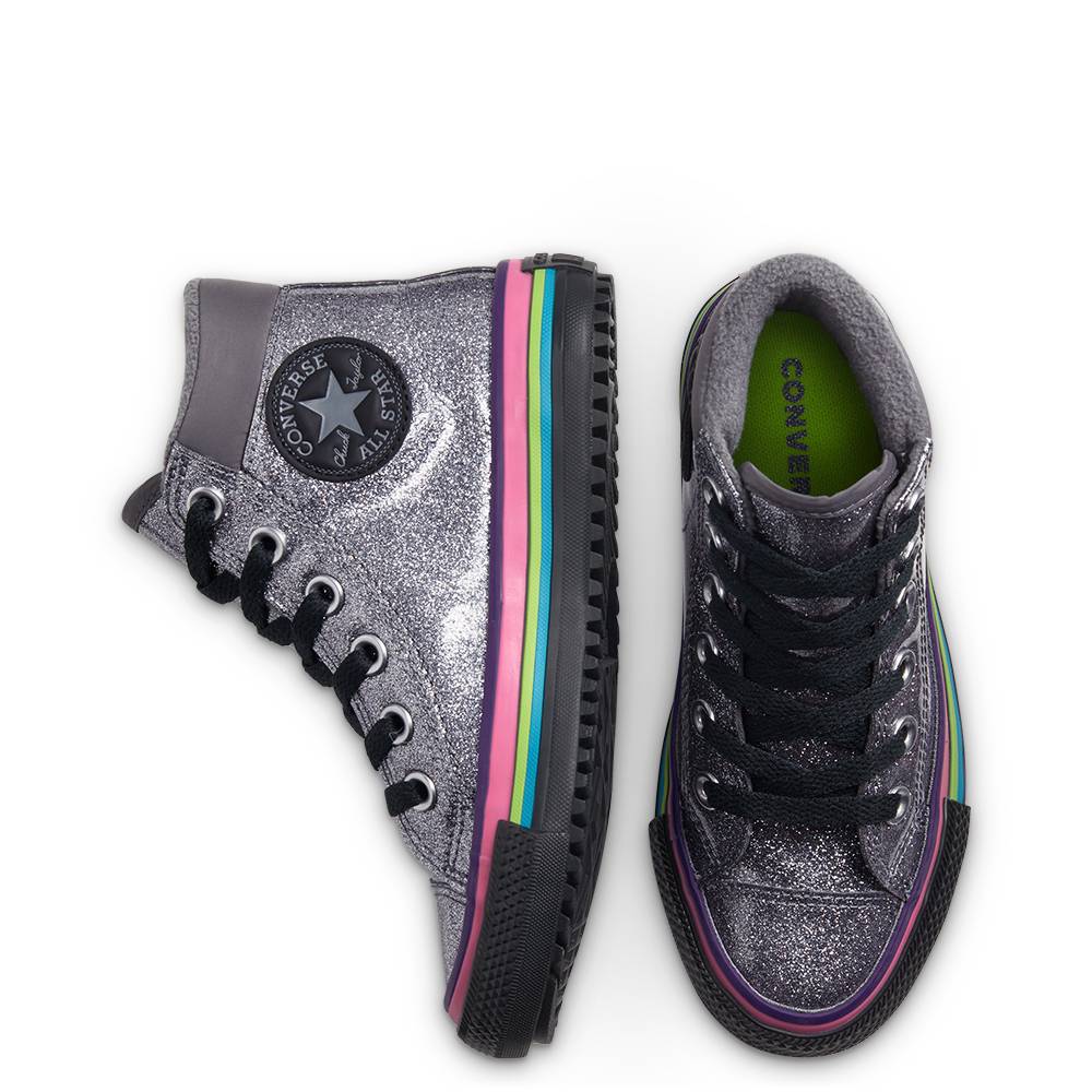 CONVERSE JUNIOR GLITTER MULTISTRIPE HIGH-TOP BOOT