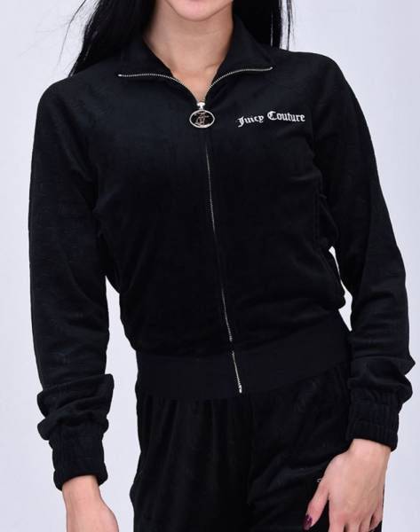 JUICY COUTURE CLASSIC DEBOSSED VELOUR TRACK TOP WITH EMBROIDERED LOGO