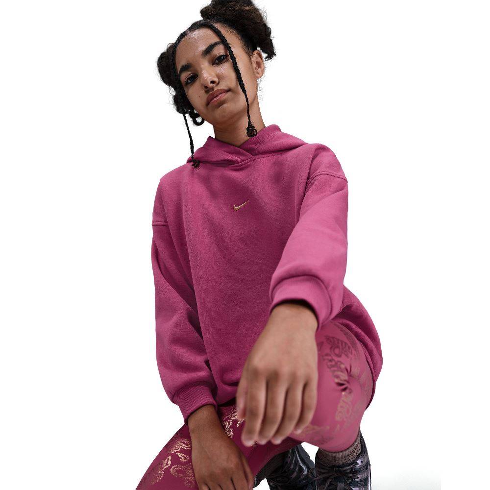 NIKE NSW GIRLS CLUB FLEECE HOODIE SHINE SATIN