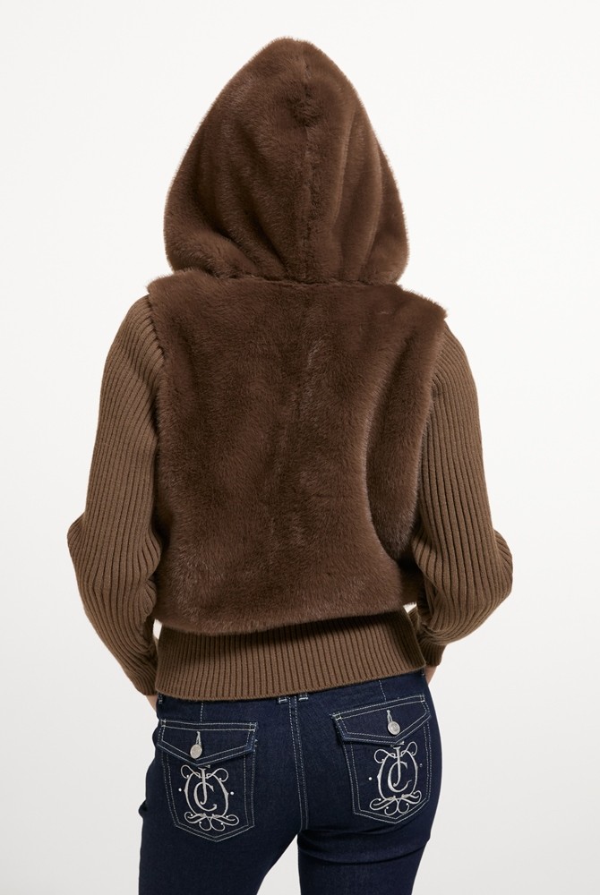 JUICY COUTURE NAILA CONTRAST FUR JACKET