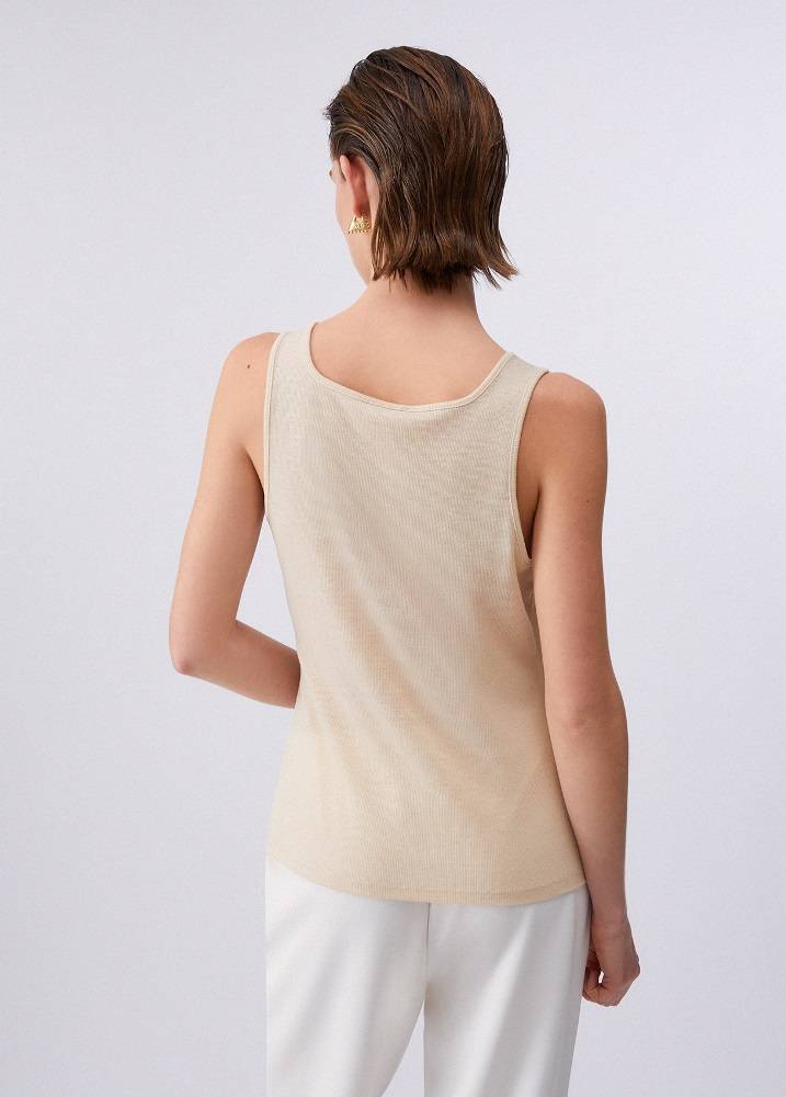 LIU JO SLEEVELESS TANK WITH MONOGRAM LOGO