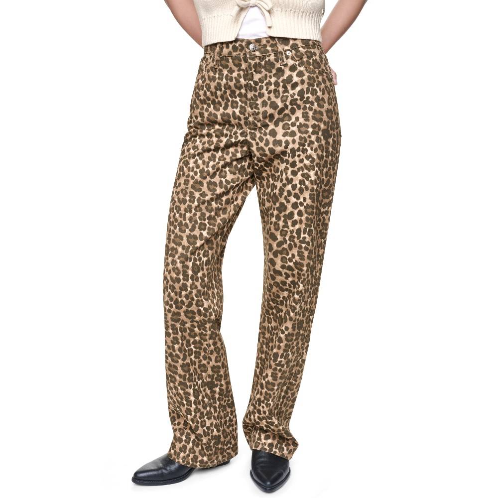 DKNY HIGH RISE CLASSIC STRAIGHT LEOPARD PRINT JEANS