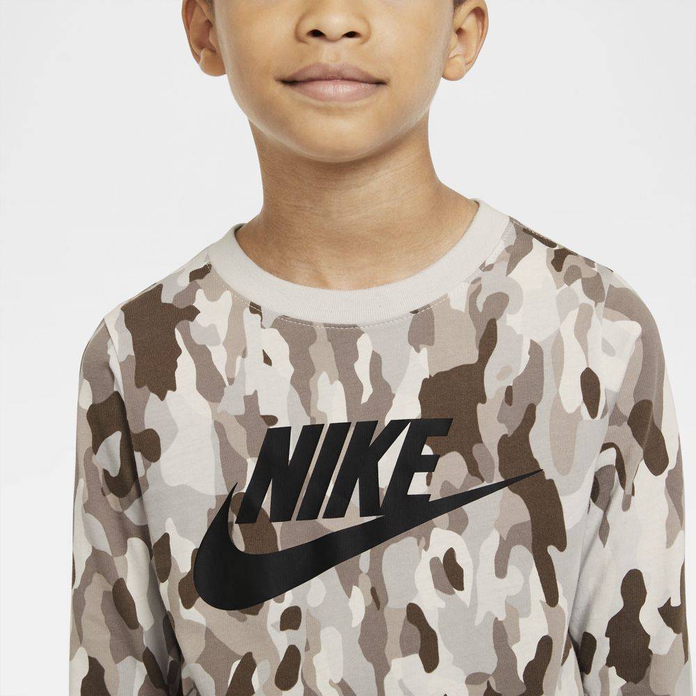 NIKE BOYS SPORTSWEAR CAMO LONG SLEEVE TEE