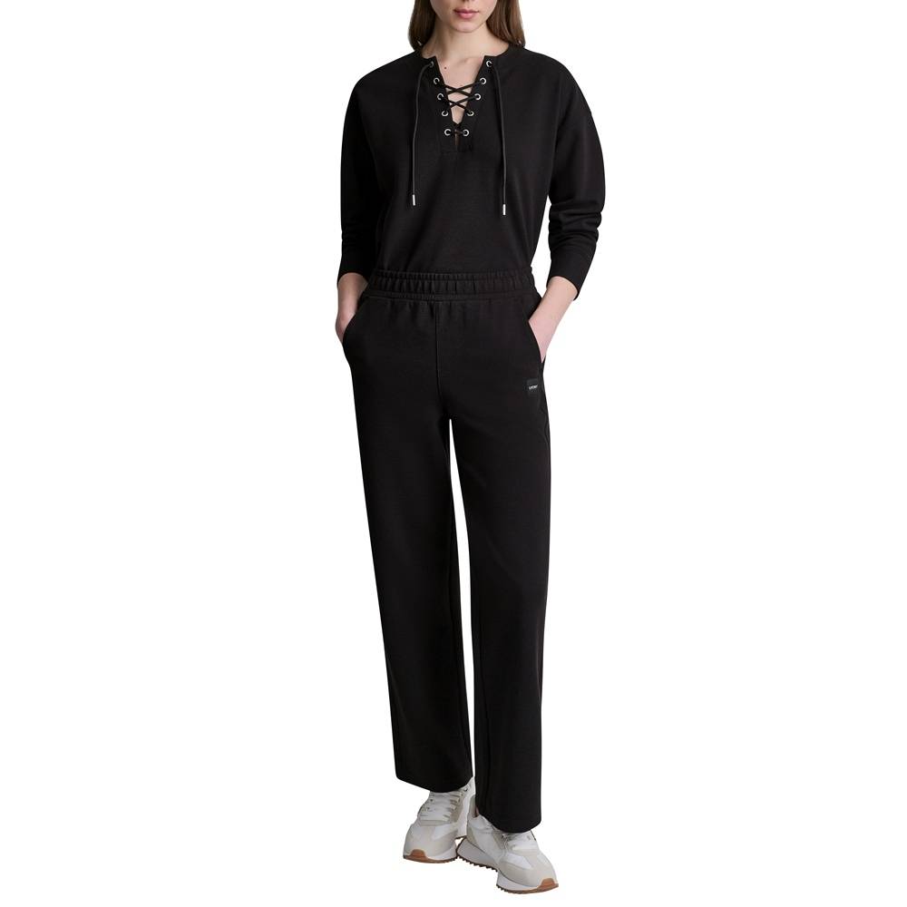 DKNY HIGH-RISE RIB TRACK PANTS