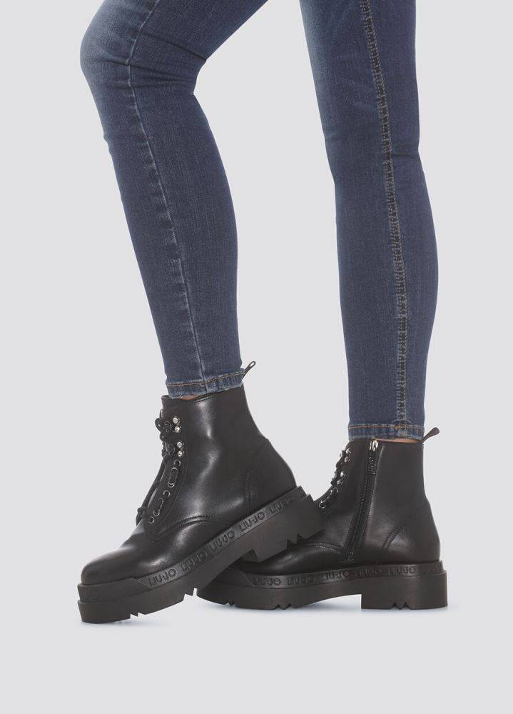 LIU JO LOVE 14 LACE-UP PLATFORM ANKLE BOOTS