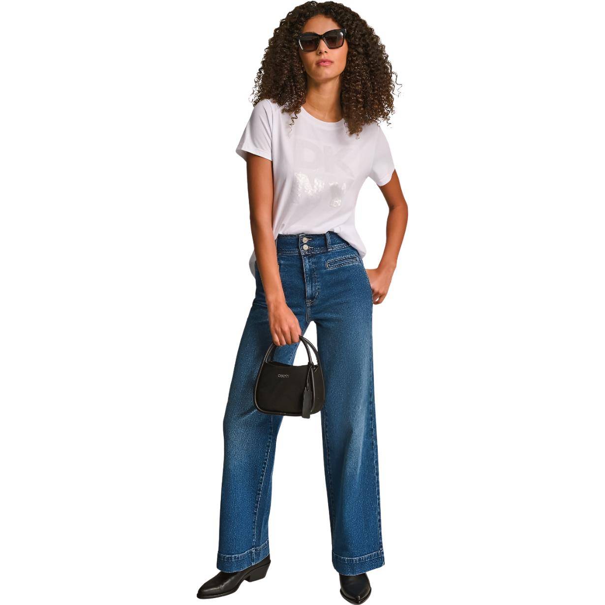 DKNY SEQUIN LOGO CREW NECK TEE
