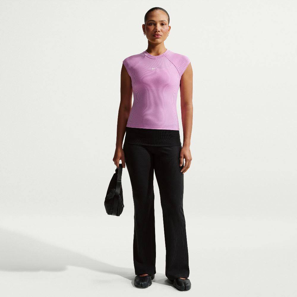 NIKE WOMENS CHILL KNIT SS RIBBED TOP