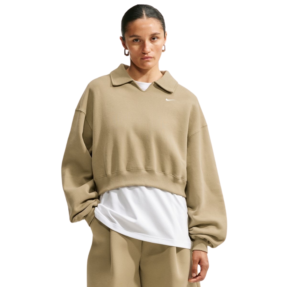 NIKE STUDIO FLEECE OVERSIZED CROPPED POLO