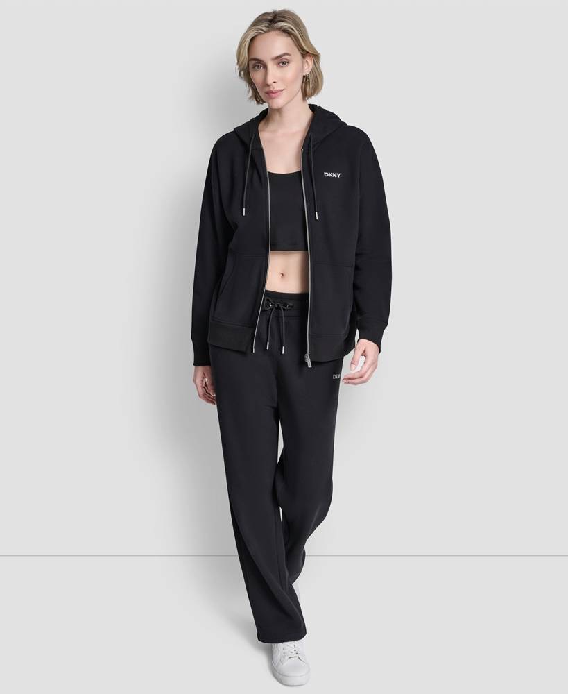 DKNY LOGO ZIP-THRU HOODIE