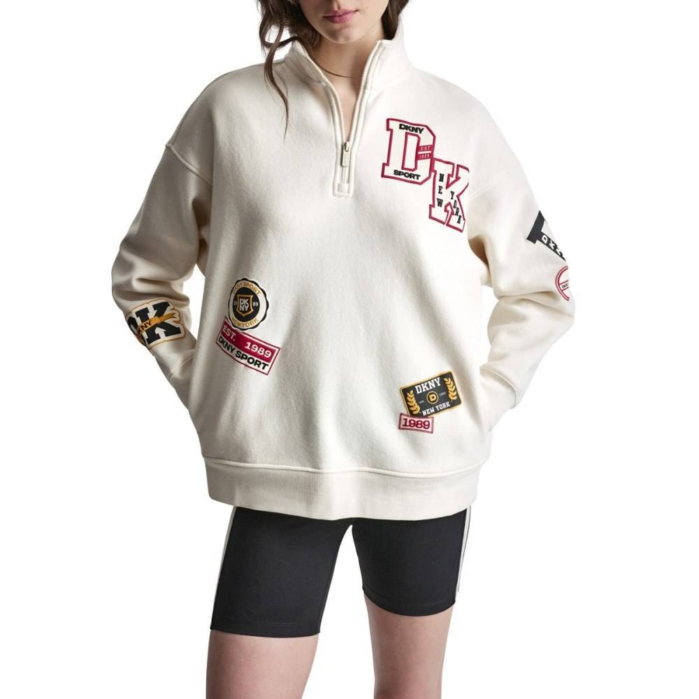 DKNY CAMPUS PATCH OVERSIZED QUARTER-ZIP