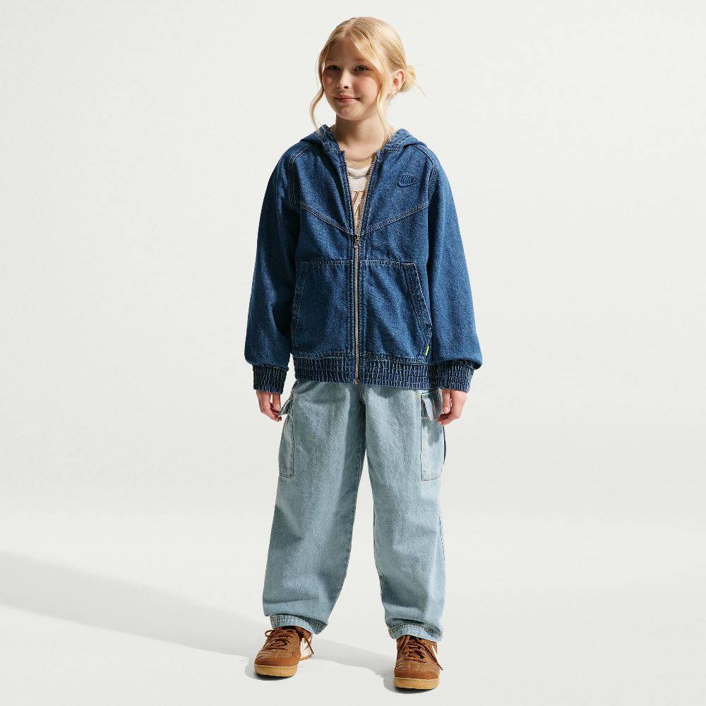 NIKE KIDS FULL-ZIP HOODED DENIM JACKET