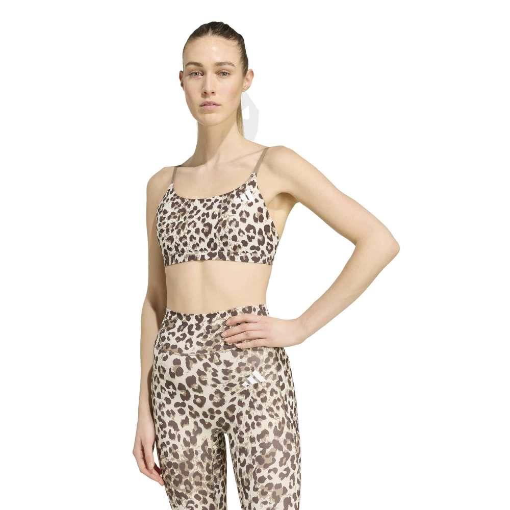 ADIDAS OPTIME ESSENTIALS 3-STRIPES LEOPARD LIGHT SUPPORT BRA