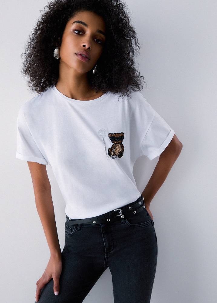 LIU JO T-SHIRT WITH EMBROIDERED PATCH