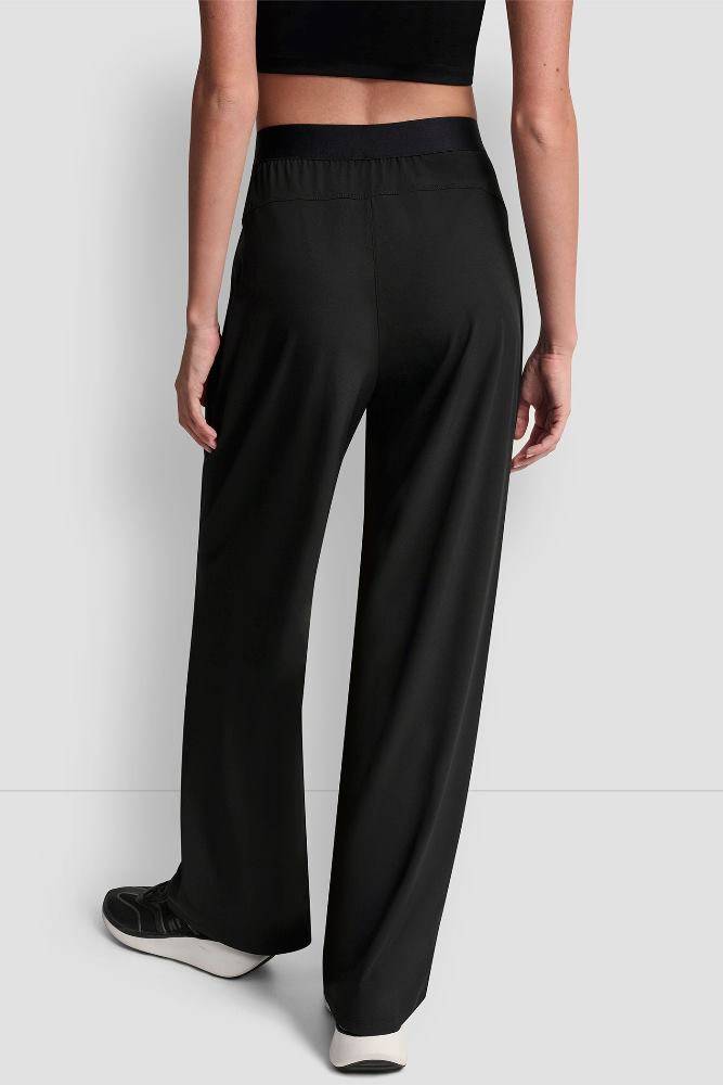 DKNY HIGH-RISE MODIFIED WIDE LEG PANT W/LOGO ELASTIC WAISTBAND