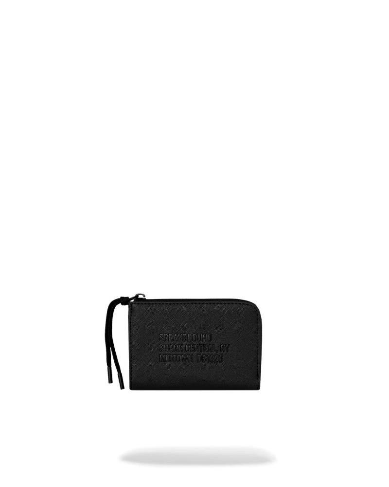 SPRAYGROUND BLACKED OUT EMBOSSED GOLD TOOTH WALLET