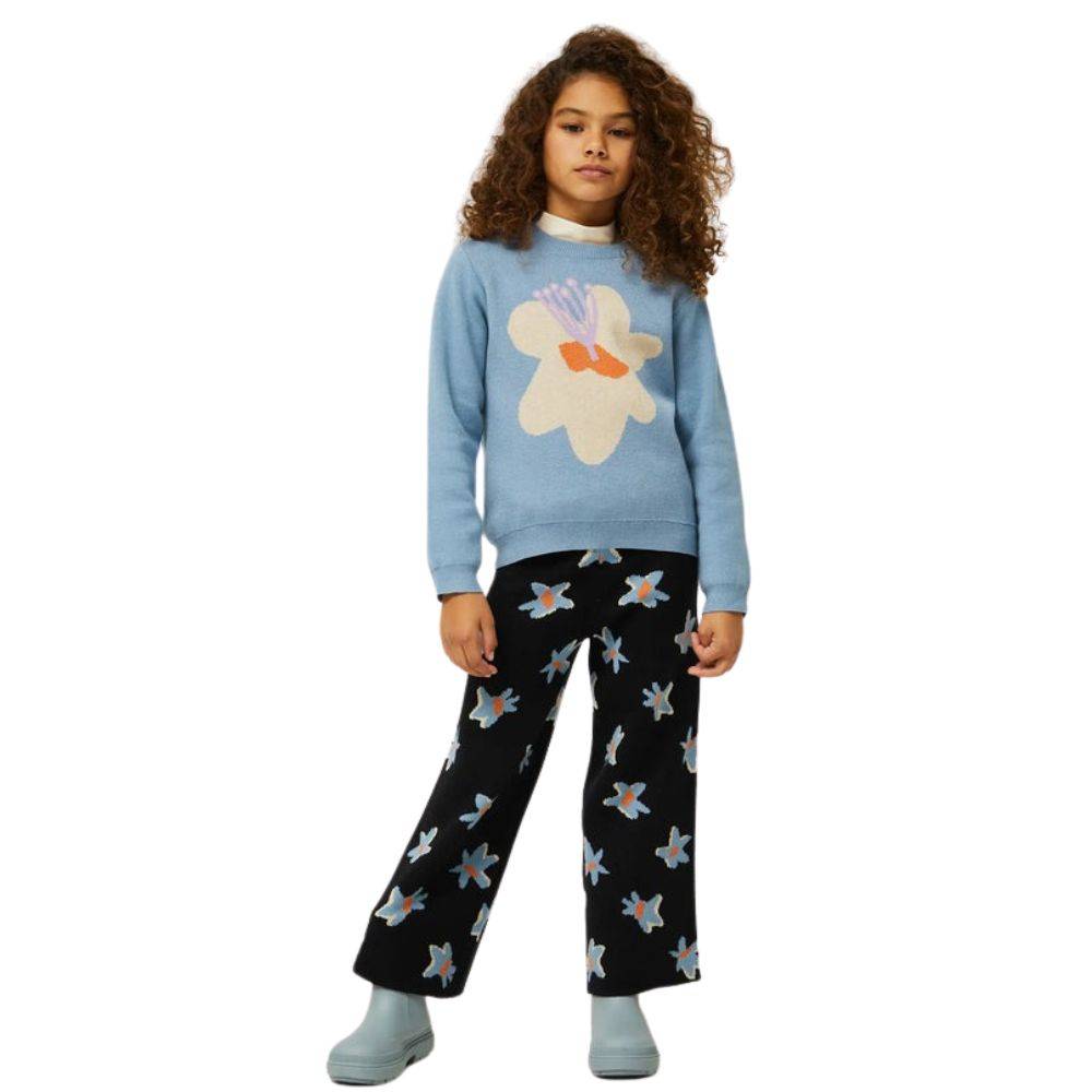 COMPANIA FANTASTICA GIRLS KNIT SWEATER WITH CALATEA FLOWER PRINT