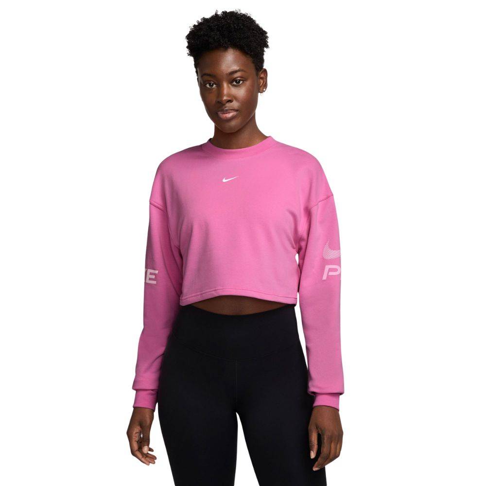NIKE PRO DRI-FIT WOMENS FRENCH TERRY LOOSE CREW