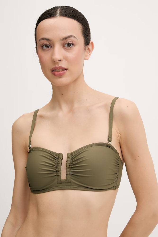 DKNY U WIRE SHIRRED BANDEAU TOP BIKINI