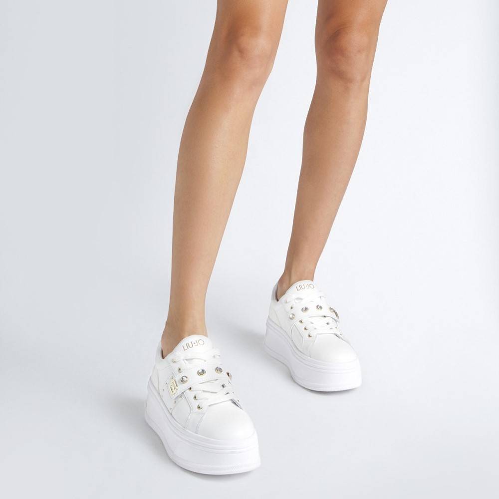 LIU JO SELMA 05 - PLATFORM SNEAKERS WITH JEWEL STONES