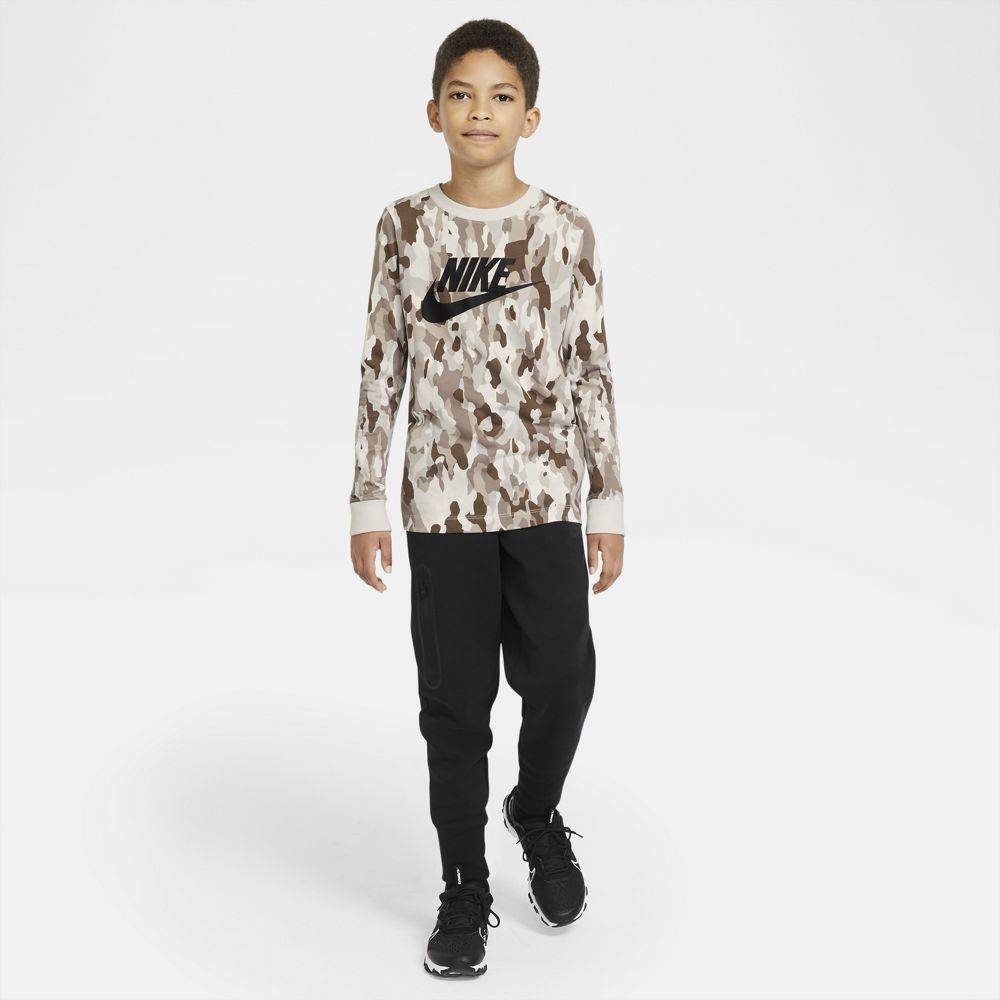 NIKE BOYS SPORTSWEAR CAMO LONG SLEEVE TEE