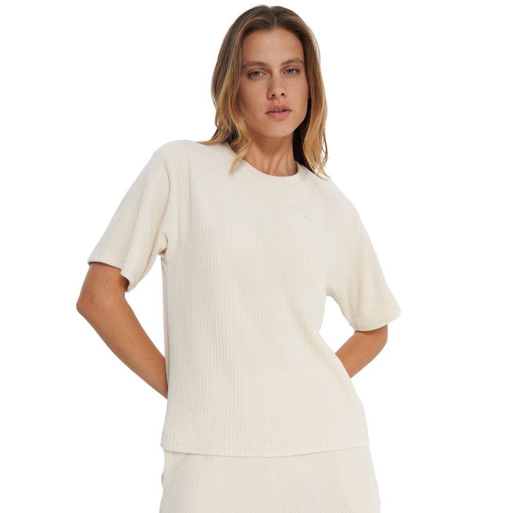 PUMA ESS ELEVATED RELAXED VELOUR RIB TEE