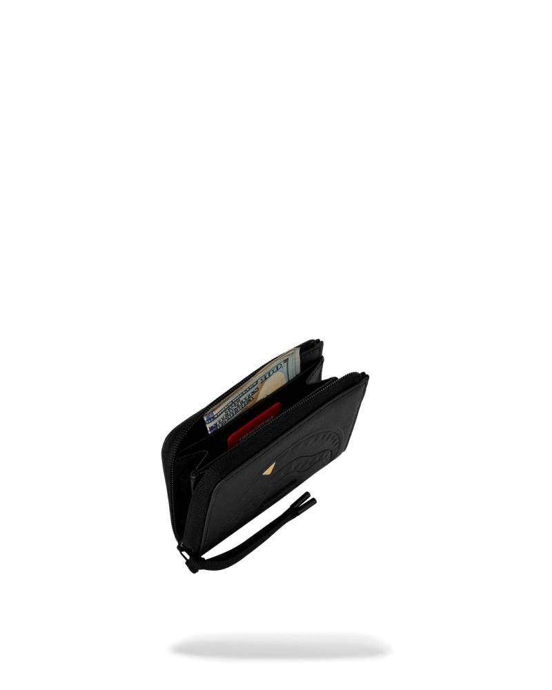 SPRAYGROUND BLACKED OUT EMBOSSED GOLD TOOTH WALLET