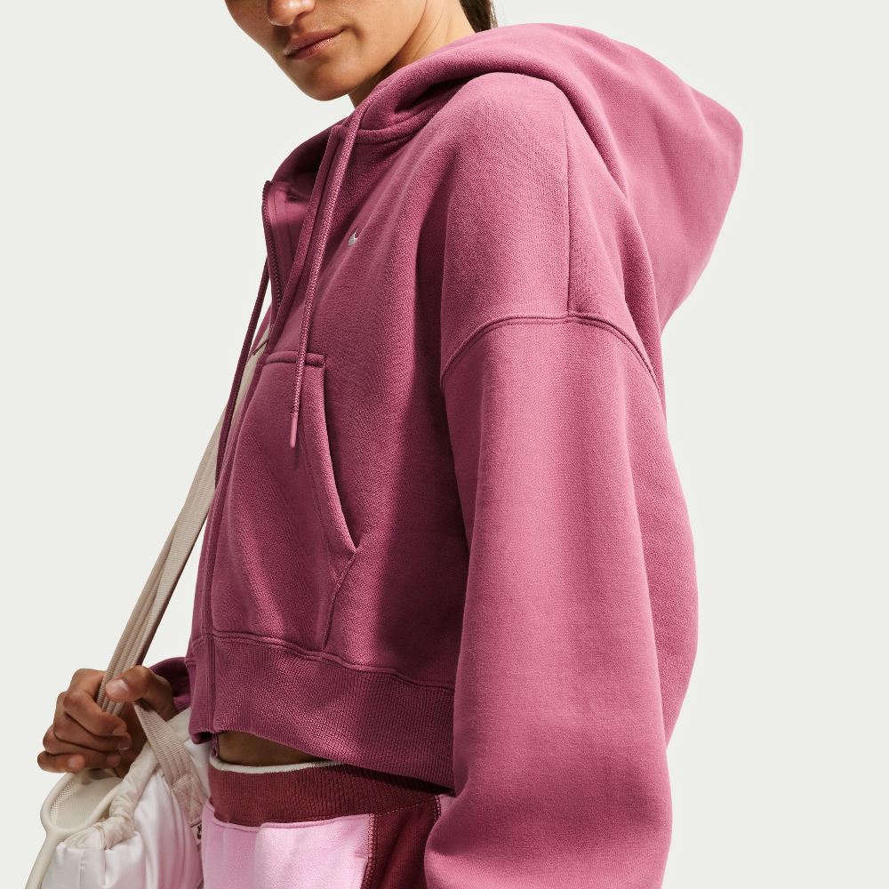 NIKE STUDIO FLEECE OVERSIZED CROPPED FULL-ZIP HOODIE