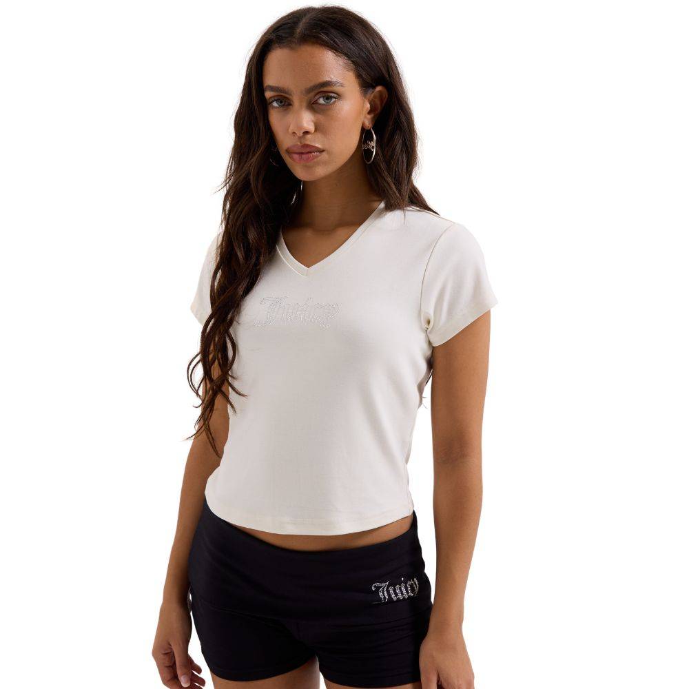 JUICY COUTURE CAPPED SLEEVE V NECK TSHIRT