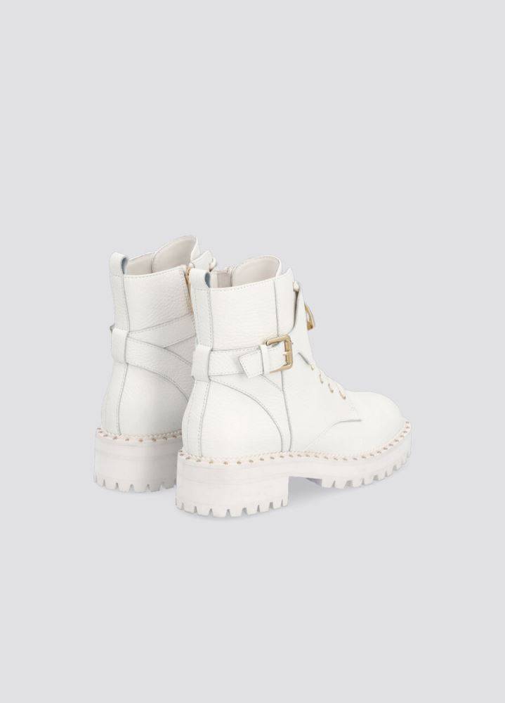 LIU JO PINK 127 BIKER LEATHER COMBAT BOOTS
