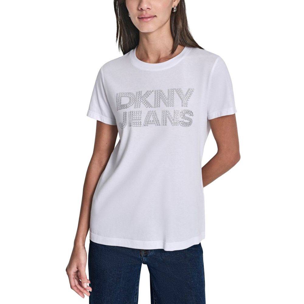 DKNY STUDDED LOGO CREW NECK TEE