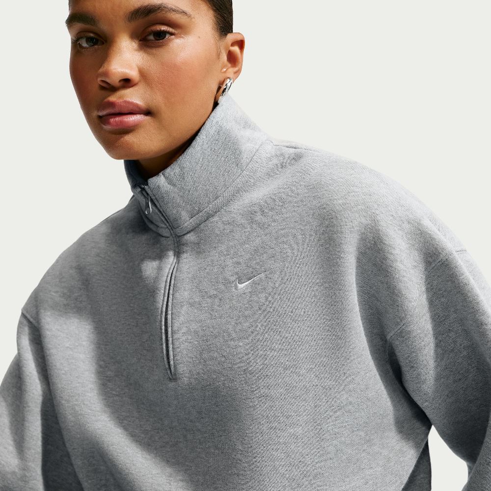 NIKE WOMENS STUDIO MEDIUM-WEIGHT 1/4 ZIP CROPPED TOP