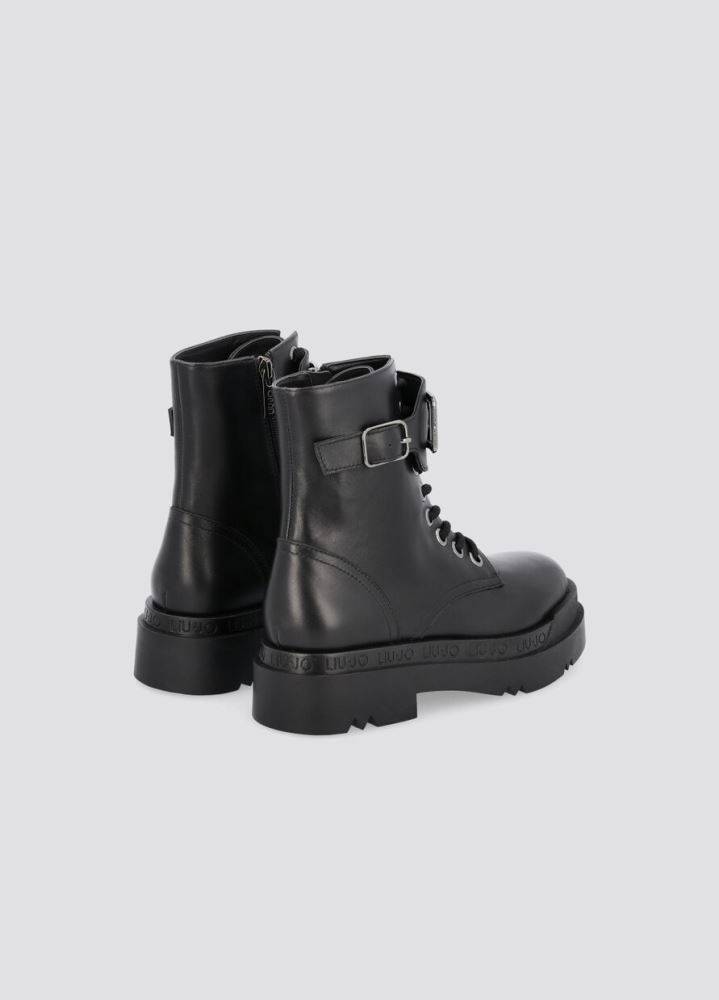 LIU JO LOVE 15 GENUINE LEATHER PLATFORM COMBAT BOOT