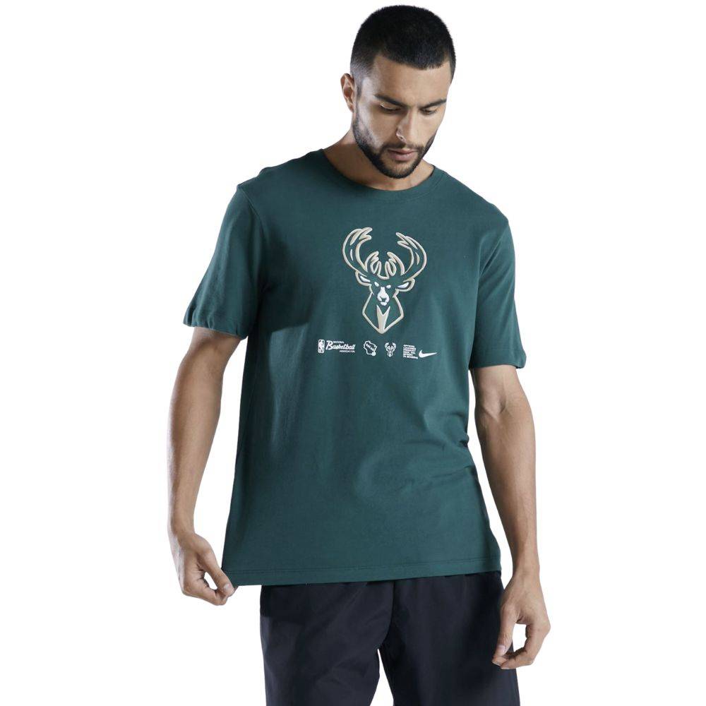 NIKE NBA MILWAUKEE BUCKS DRI-FIT LOGO TEE