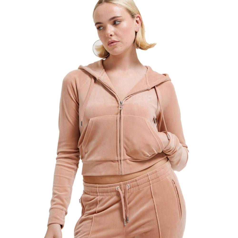 JUICY COUTURE TASHA DIAMANTE VELOUR CROPPED TRACKTOP