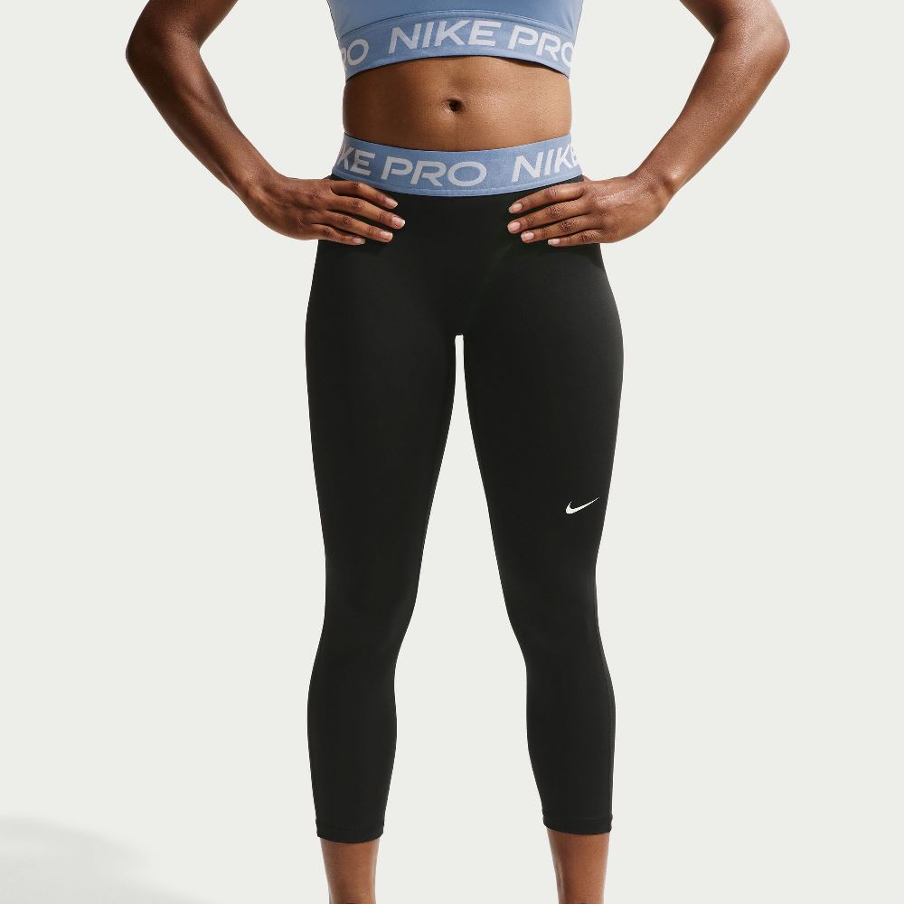 NIKE PRO MID-RISE FULL-LENGTH CROP LEGGINGS