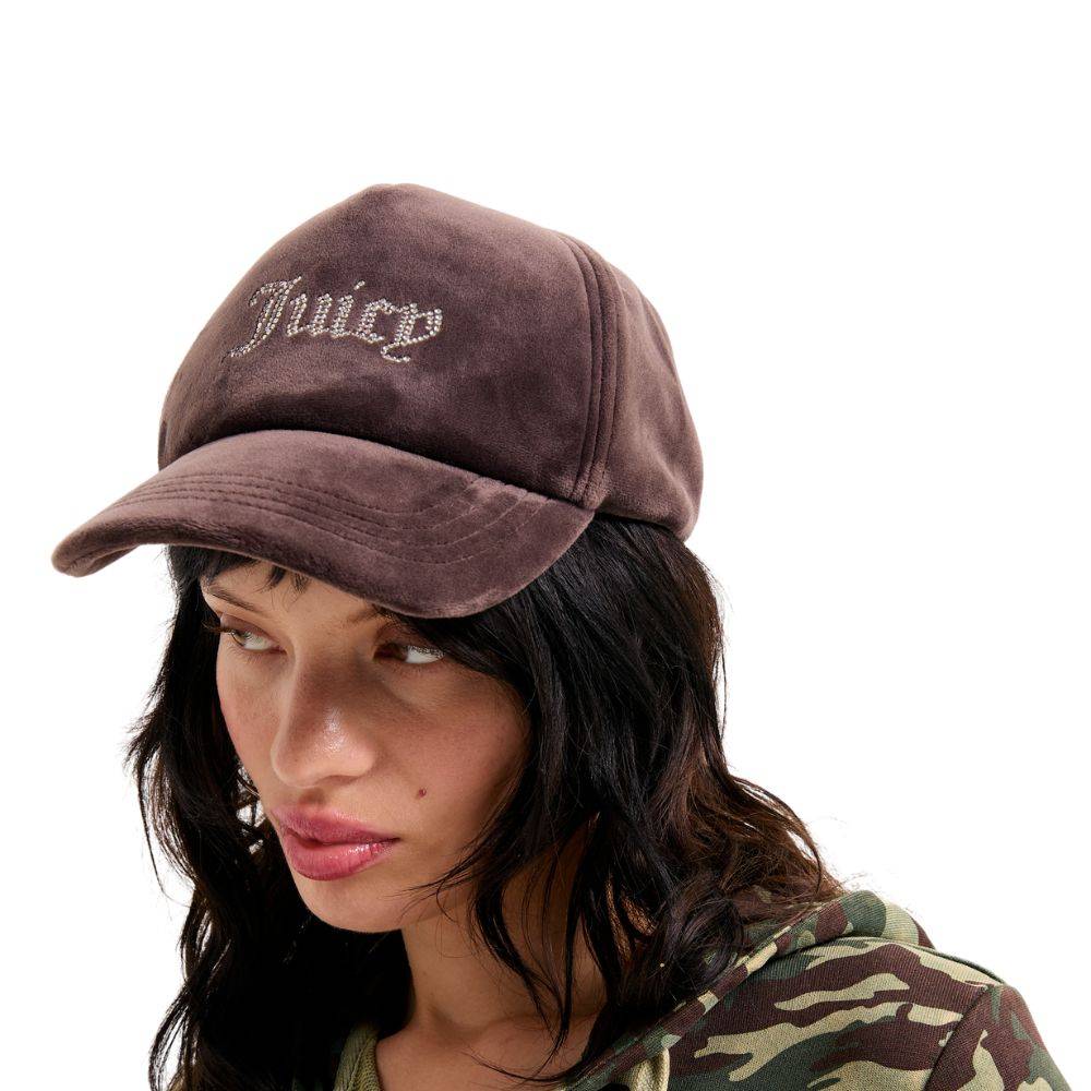 JUICY COUTURE VERONICA VELOUR & DIAMANTE BASEBALL CAP