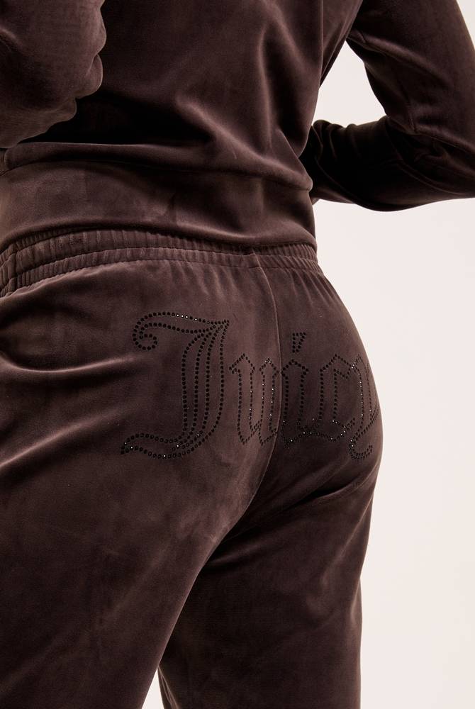 JUICY COUTURE TINA CLASSIC VELOUR OUTLINE DIAMANTE TRACKPANT