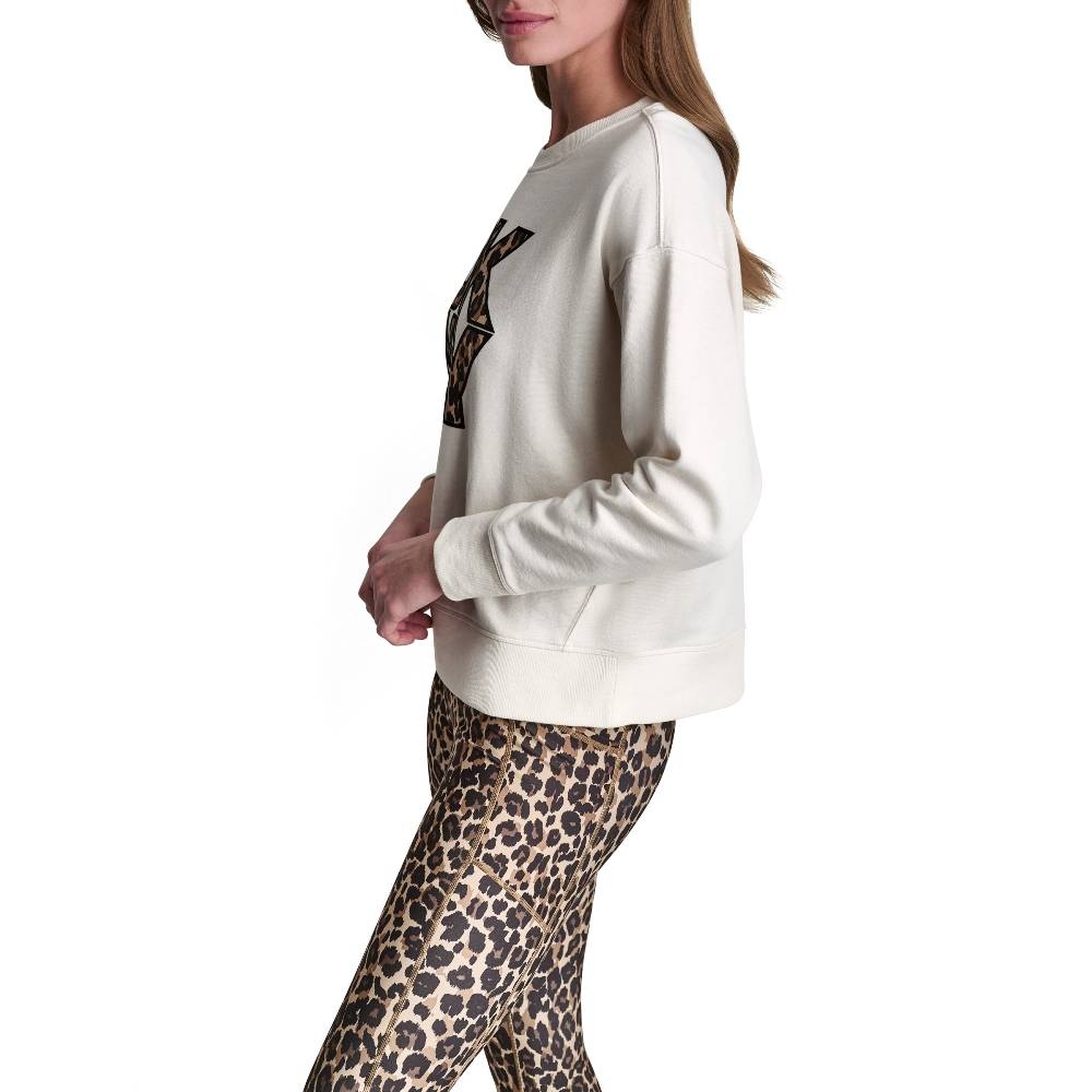 DKNY LEOPARD LOGO CREW TOP