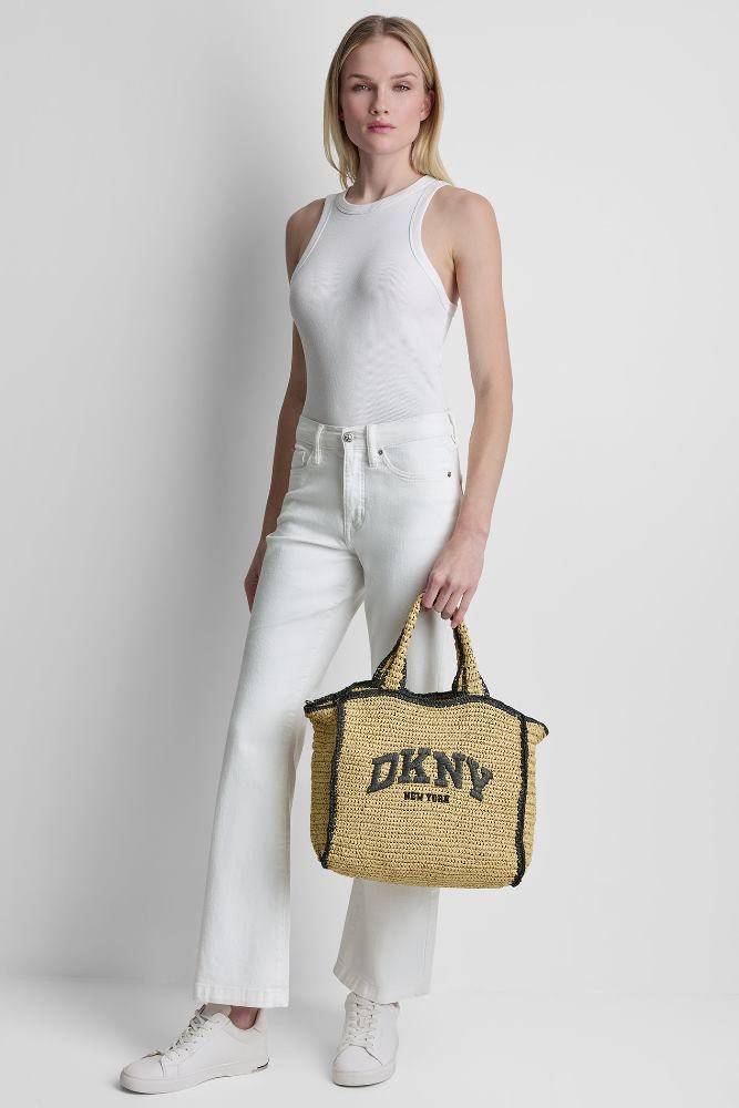 DKNY HADLEE MEDIUM RAFFIA TOTE BAG