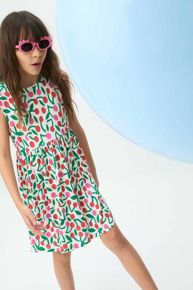 COMPANIA FANTASTICA CHERRY PRINT SHORT DRESS